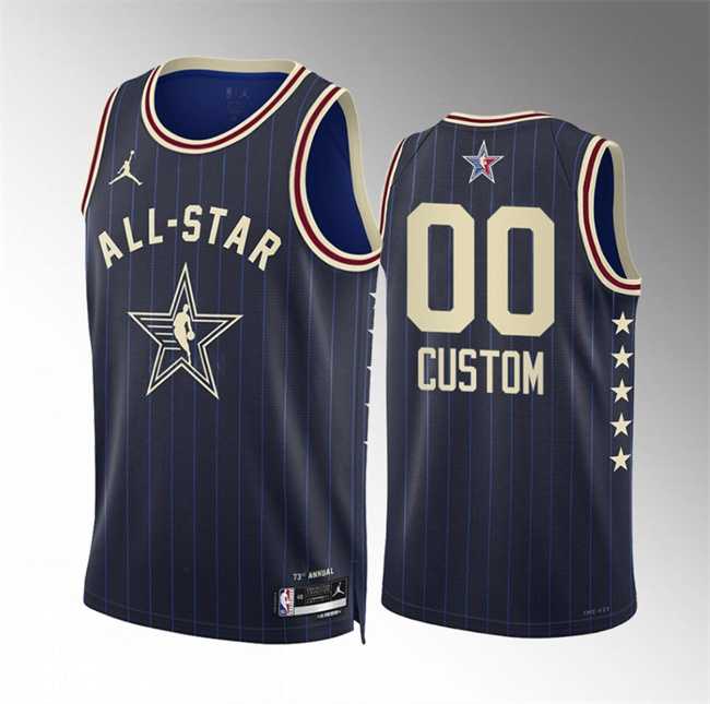 Mens 2024 All-Star Active Player Custom Blue Game Swingman Stitched Basketball Jersey